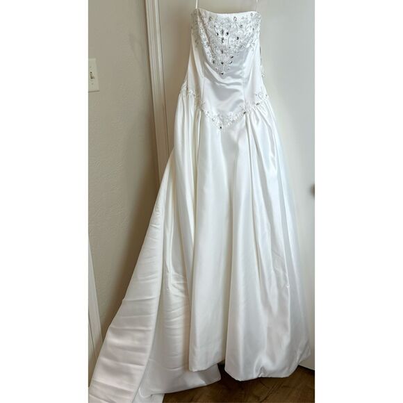 Mori Lee NEW size 12 strapless bridal wedding dress with train - Picture 2 of 16